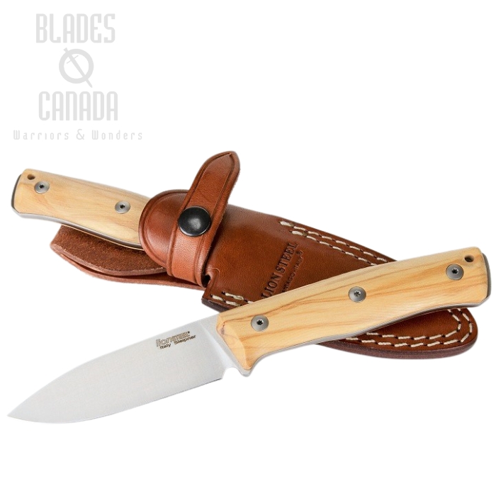 Lion Steel B35 UL Slepiner Fixed Blade Knife, Olive Wood, Leather Sheath, LSTB35UL